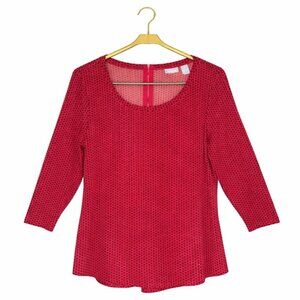 CHICO'S Red & Black Polka Dot Blouse - Size Medium